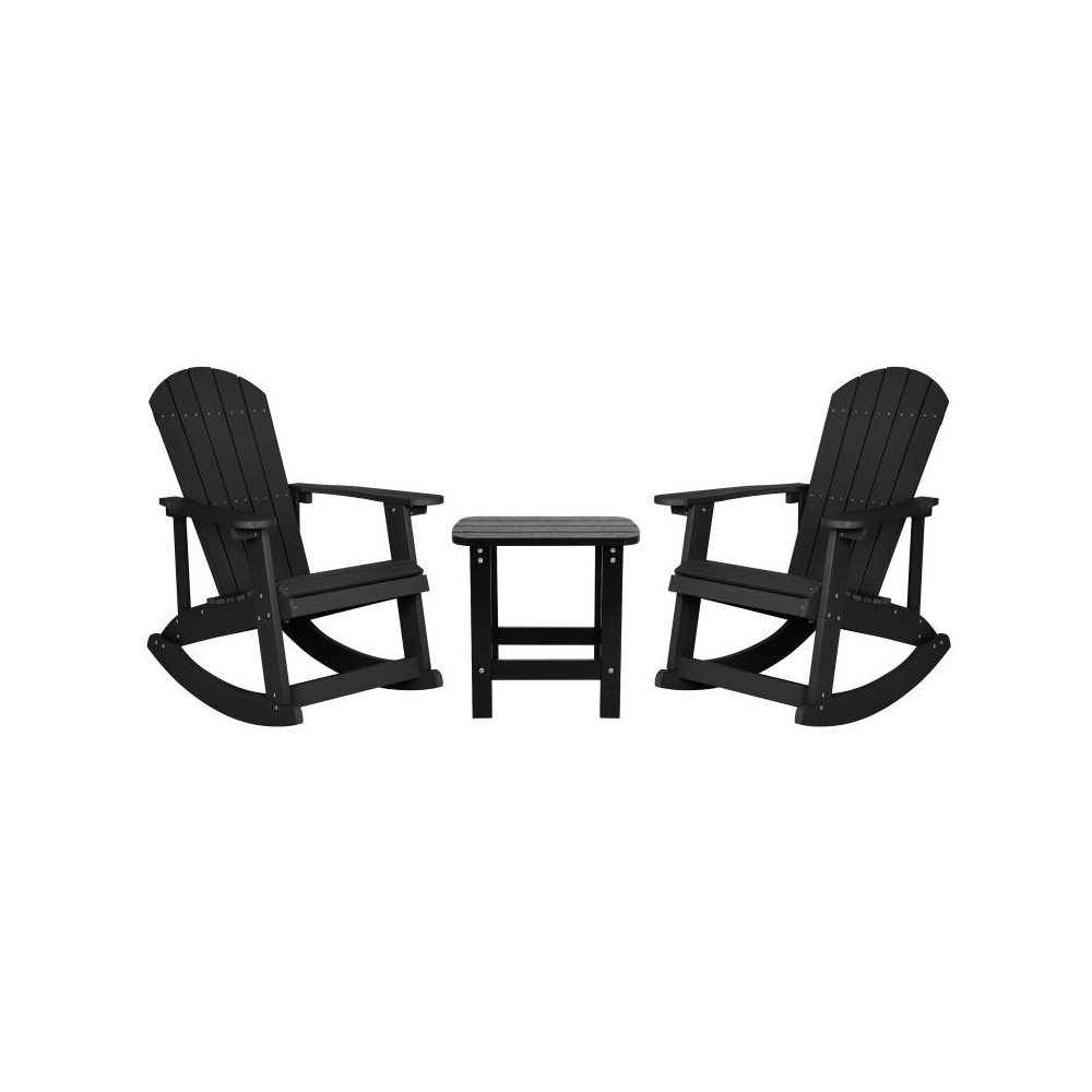 Flash Furniture Savannah 2PK Black Rockers & 1 Table JJ-C14705-2-T14001-BK-GG