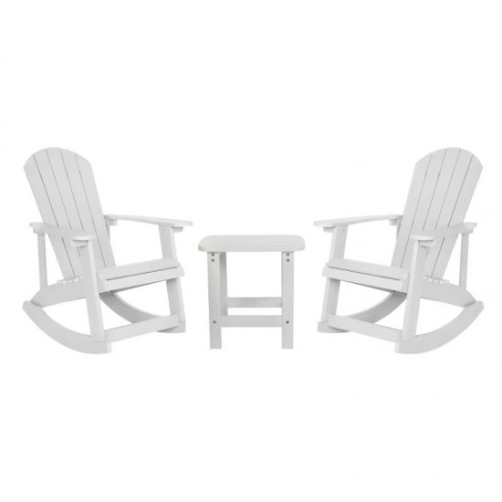 Flash Furniture Savannah 2PK White Rockers & 1 Table JJ-C14705-2-T14001-WH-GG