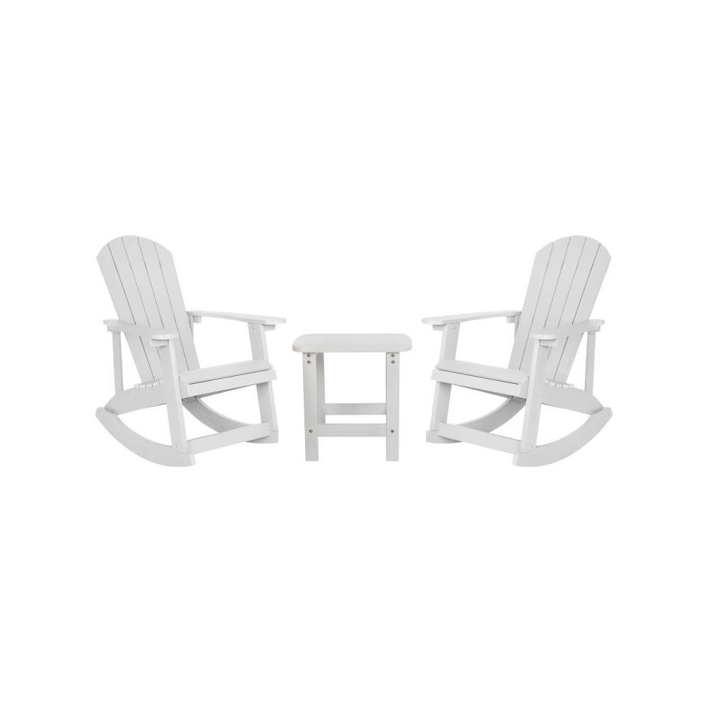Flash Furniture Savannah 2PK White Rockers & 1 Table JJ-C14705-2-T14001-WH-GG Flash Furniture Savannah 2PK White Rockers & 1 Table JJ-C14705-2-T14001-WH-GG