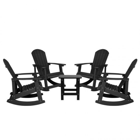 Flash Furniture Savannah 4PK Black Rockers & 1 Table JJ-C14705-4-T14001-BK-GG