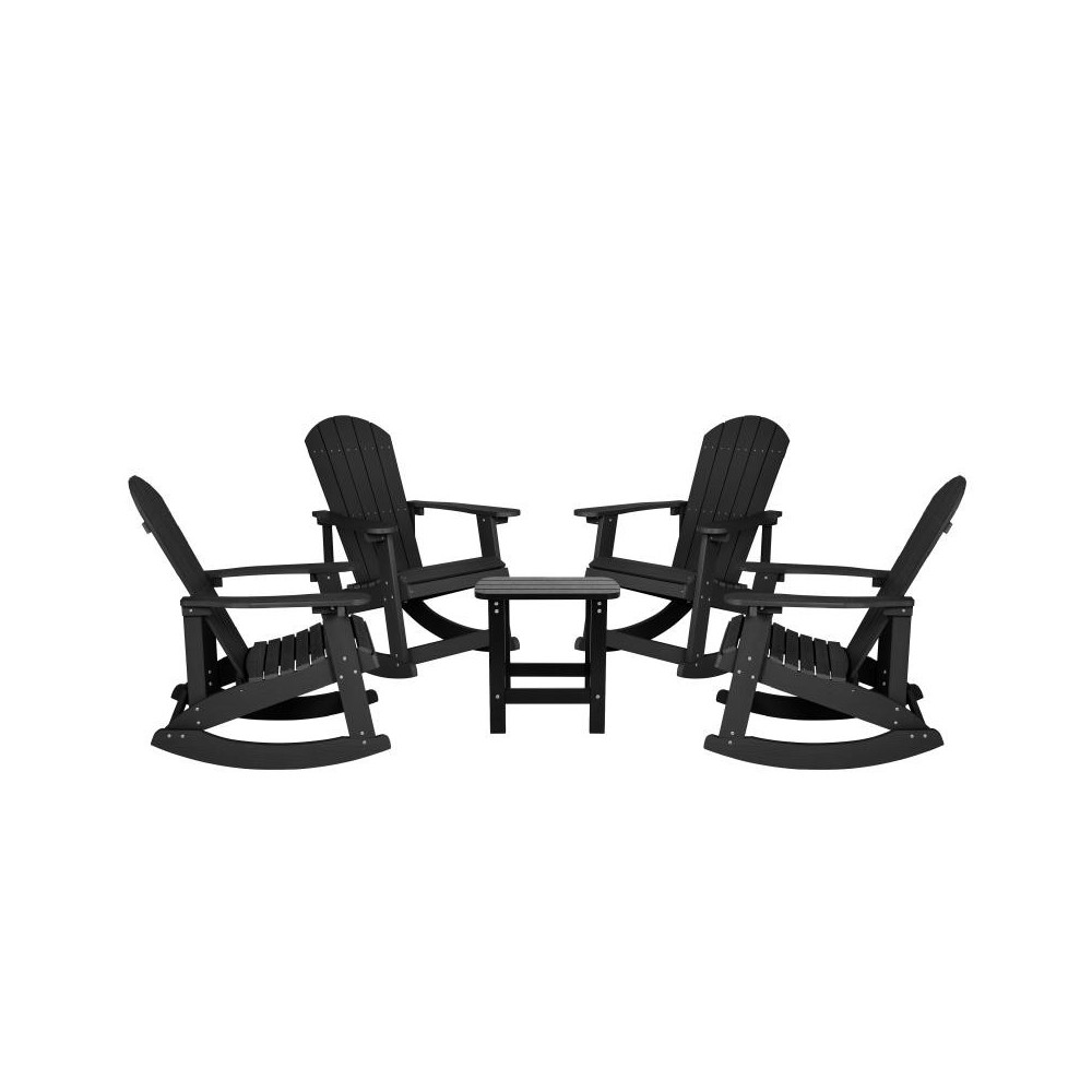 Flash Furniture Savannah 4PK Black Rockers & 1 Table JJ-C14705-4-T14001-BK-GG