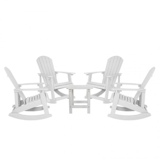 Flash Furniture Savannah 4PK White Rockers & 1 Table JJ-C14705-4-T14001-WH-GG