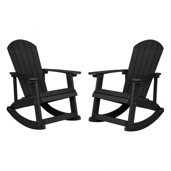 Flash Furniture Savannah 2 Pack Black Resin Rockers JJ-C14705-BK-2-GG