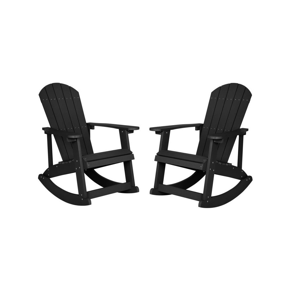 Flash Furniture Savannah 2 Pack Black Resin Rockers JJ-C14705-BK-2-GG