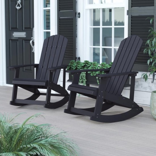 Flash Furniture Savannah 2 Pack Black Resin Rockers JJ-C14705-BK-2-GG