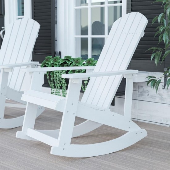 Flash Furniture Savannah White Resin Rocking Chair JJ-C14705-WH-GG