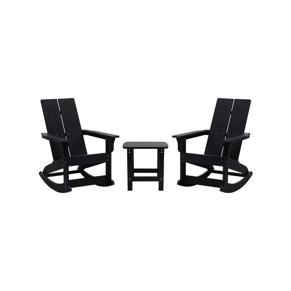 Flash Furniture Finn 2PK Black Rockers & Side Table JJ-C14709-2-T14001-BK-GG Flash Furniture Finn 2PK Black Rockers & Side Table JJ-C14709-2-T14001-BK-GG