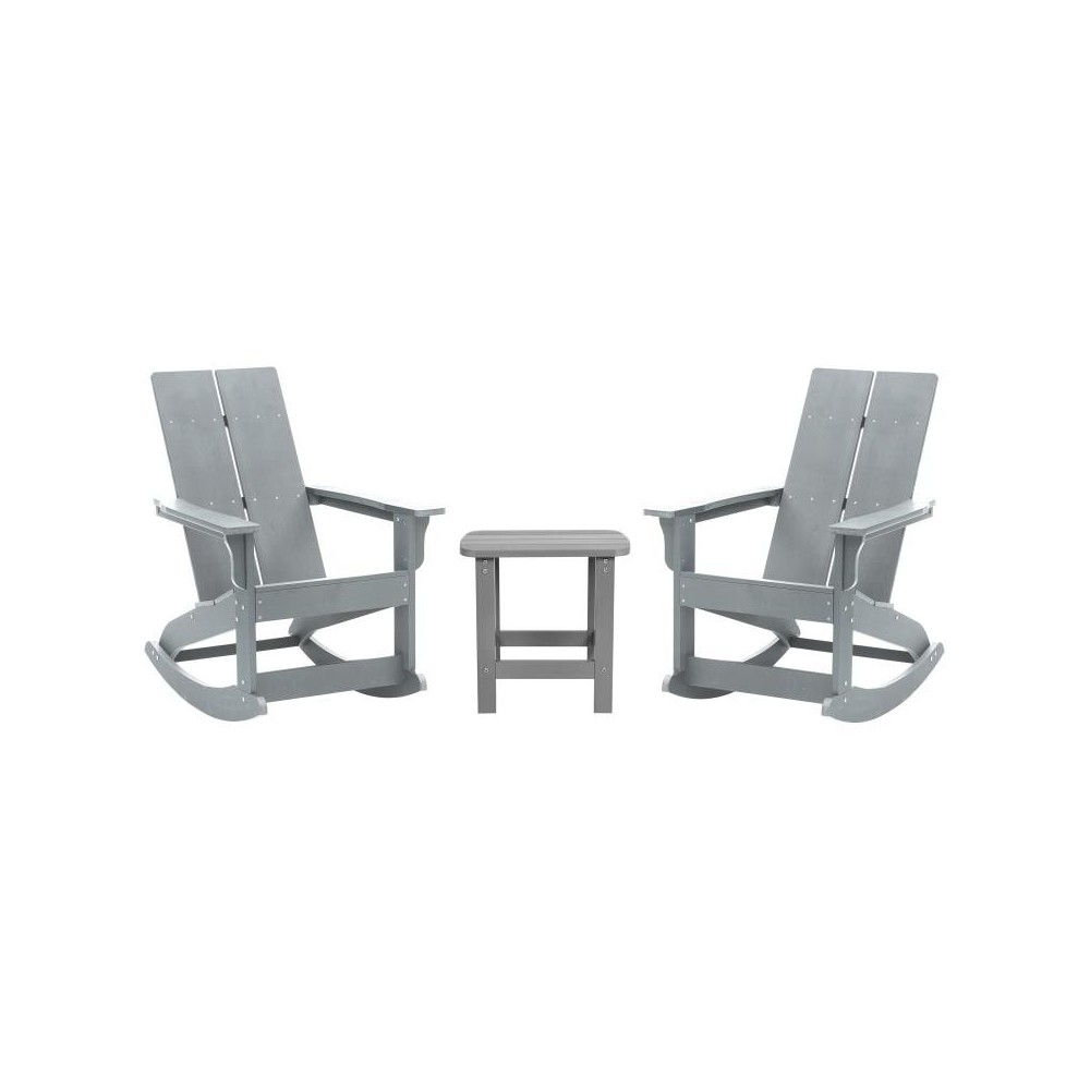 Flash Furniture Finn 2PK Gray Rockers & Side Table JJ-C14709-2-T14001-GY-GG Flash Furniture Finn 2PK Gray Rockers & Side Table JJ-C14709-2-T14001-GY-GG