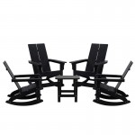 Flash Furniture Finn 4PK Black Rockers & Side Table JJ-C14709-4-T14001-BK-GG