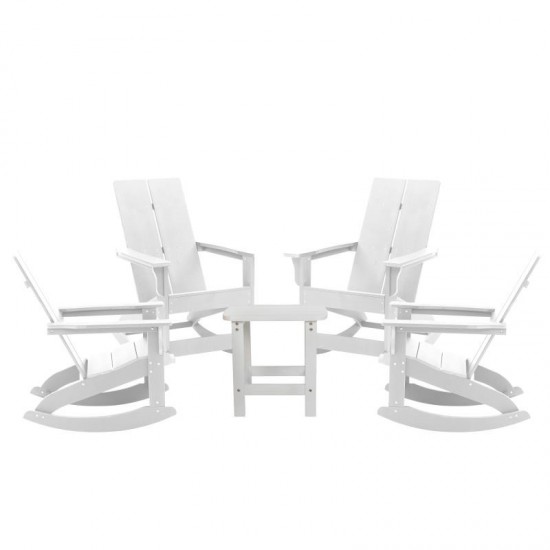 Flash Furniture Finn 4PK White Rockers & Side Table JJ-C14709-4-T14001-WH-GG