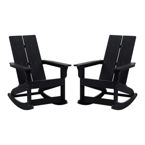 Flash Furniture Finn 2 PK Black Resin Rocking Chair JJ-C14709-BK-2-GG