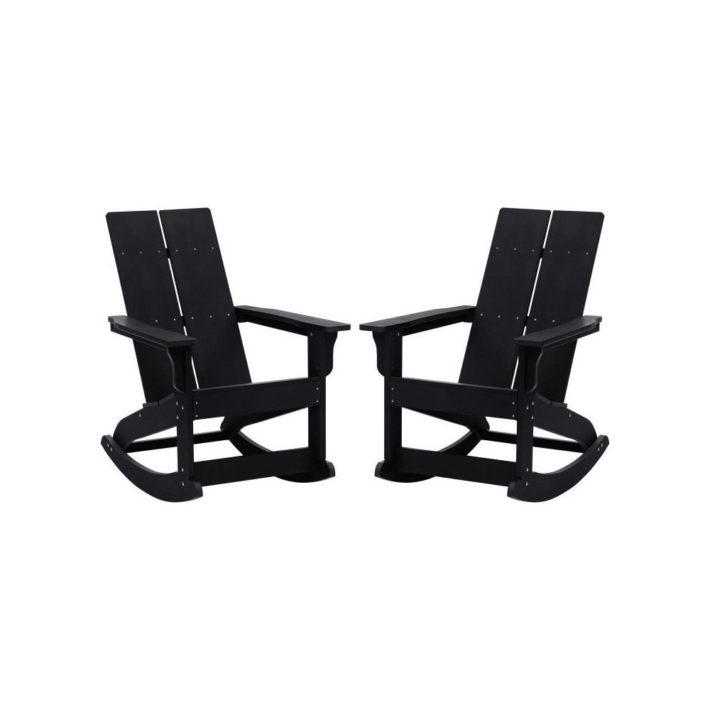 Flash Furniture Finn 2 PK Black Resin Rocking Chair JJ-C14709-BK-2-GG