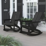 Flash Furniture Finn 2 PK Black Resin Rocking Chair JJ-C14709-BK-2-GG