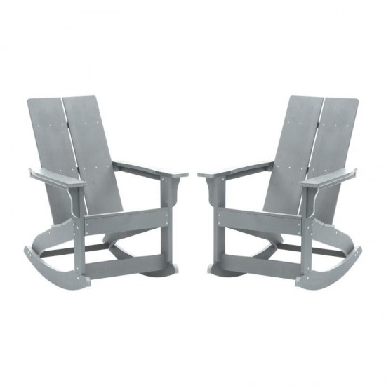 Flash Furniture Finn 2 PK Gray Resin Rocking Chair JJ-C14709-GY-2-GG