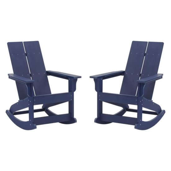 Flash Furniture Finn 2 PK Navy Resin Rocking Chair JJ-C14709-NV-2-GG