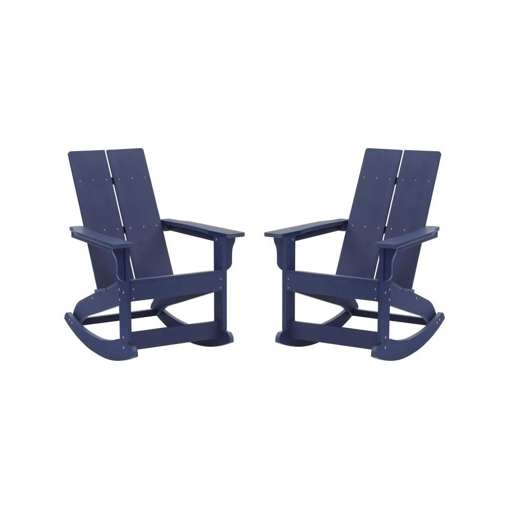 Flash Furniture Finn 2 PK Navy Resin Rocking Chair JJ-C14709-NV-2-GG