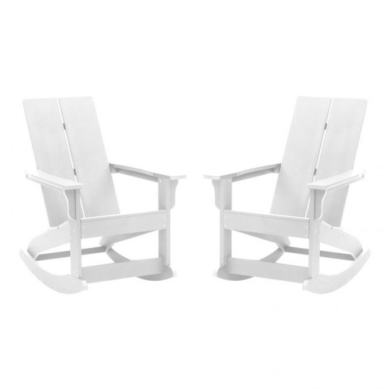 Flash Furniture Finn 2 PK White Resin Rocking Chair JJ-C14709-WH-2-GG