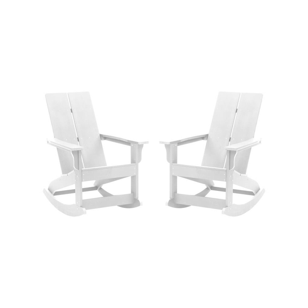 Flash Furniture Finn 2 PK White Resin Rocking Chair JJ-C14709-WH-2-GG