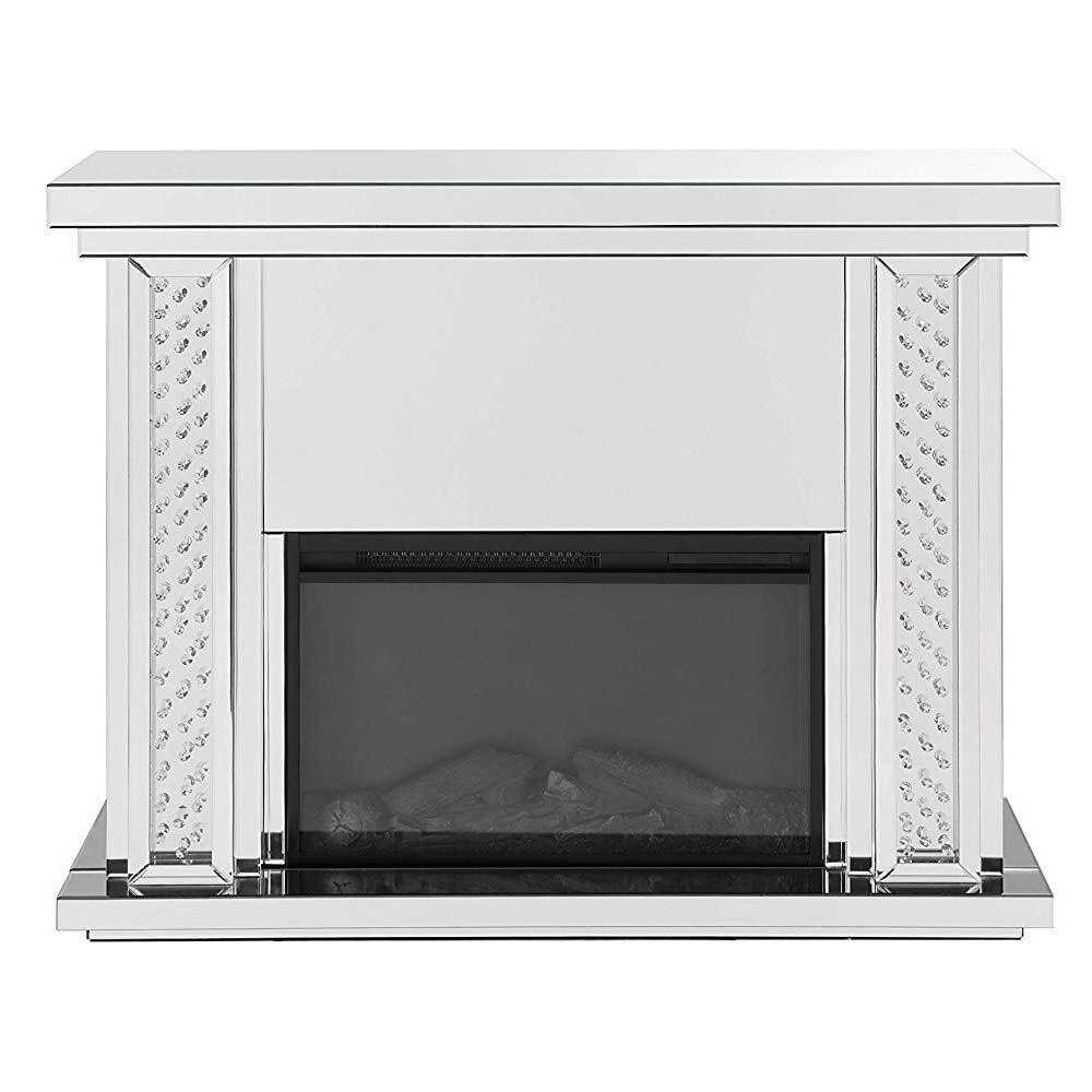 ACME Nysa Fireplace, Mirrored & Faux Crystals