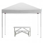 Flash Furniture Harris Canopy Tent & Folding Bench JJ-GZ10103-WH-GG