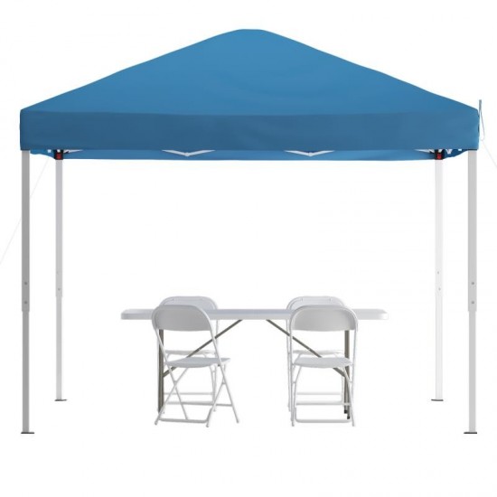 Flash Furniture Harris Canopy Tent,Table & 4 Chair JJ-GZ10183Z-4LEL3-BLWH-GG