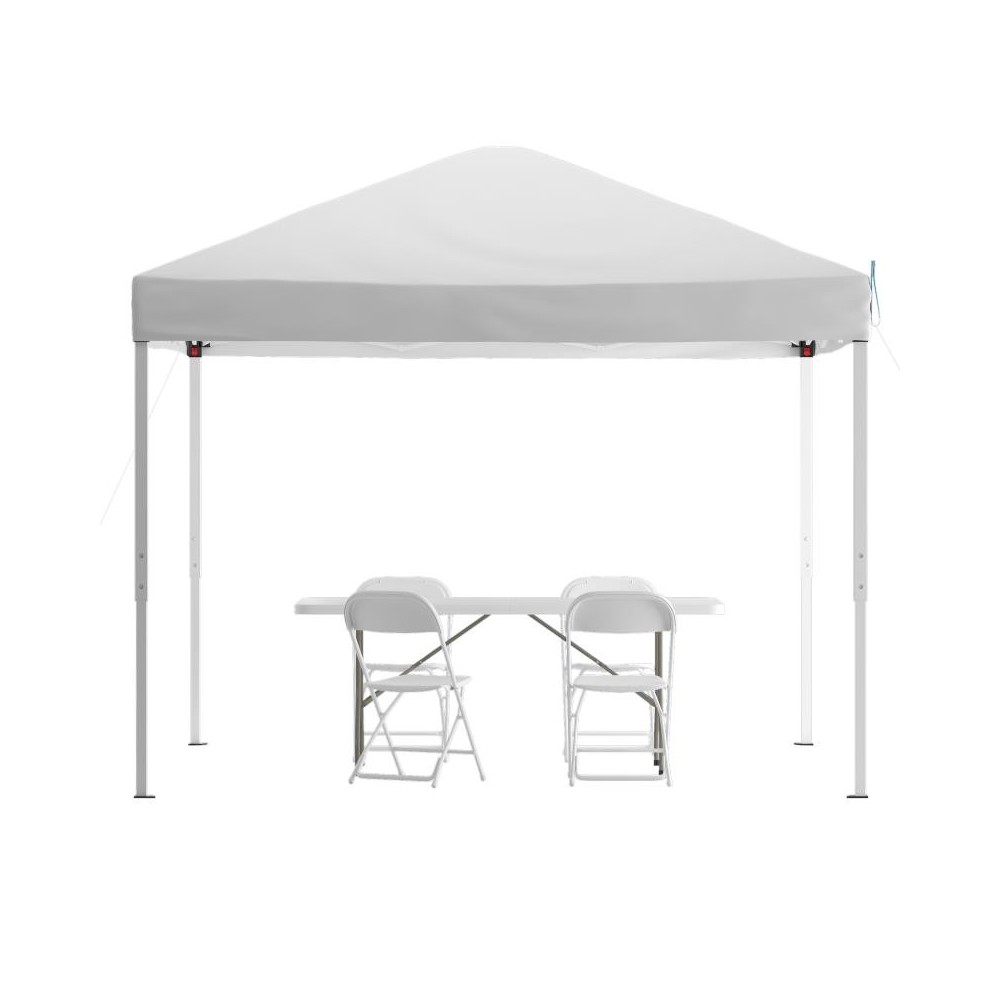 Flash Furniture Harris Canopy Tent,Table & 4 Chair JJ-GZ10183Z-4LEL3-WHWH-GG