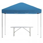 Flash Furniture Harris Blue Canopy & Folding Table JJ-GZ10183Z-BL-GG