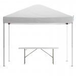 Flash Furniture Harris White Canopy & Folding Table JJ-GZ10183Z-WH-GG