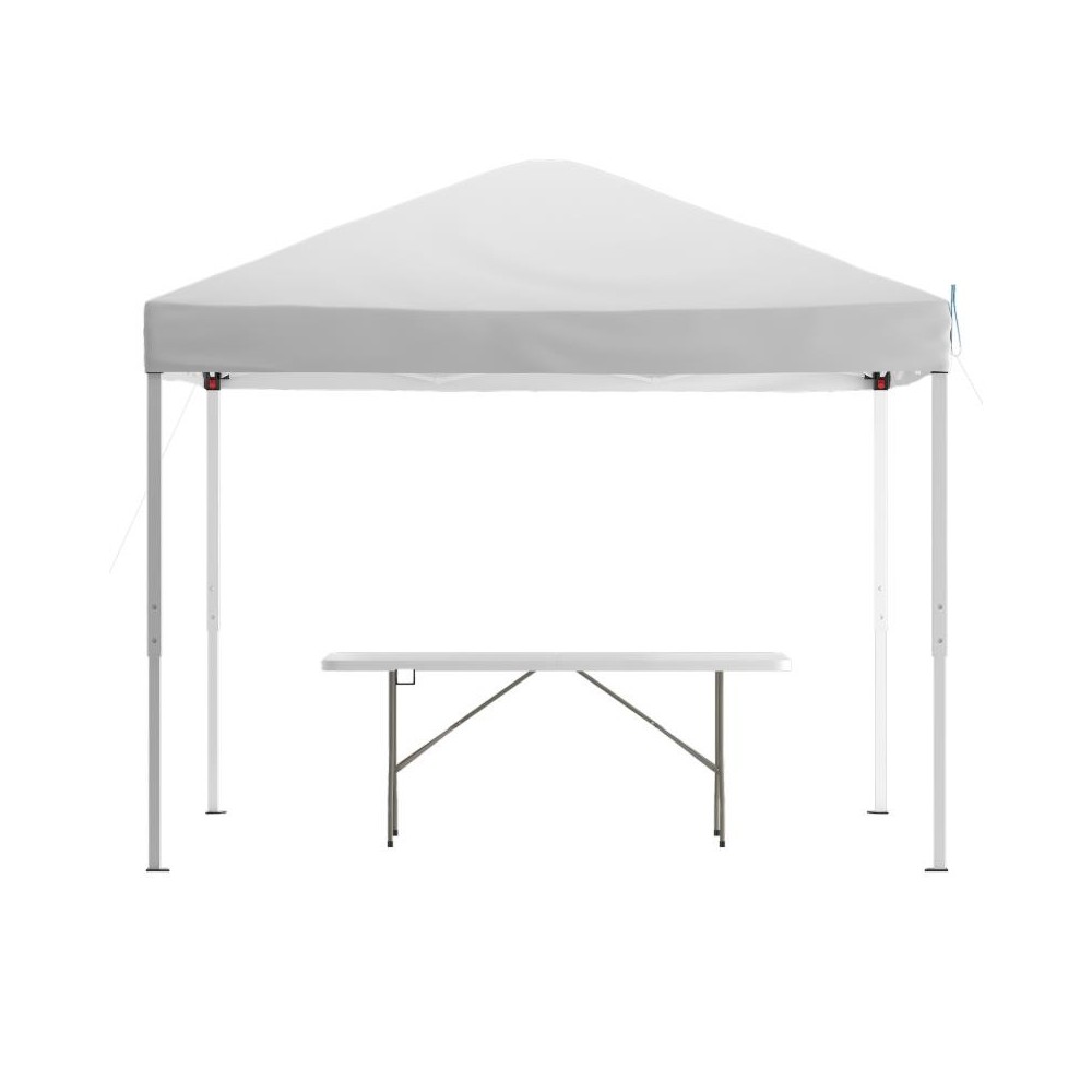 Flash Furniture Harris White Canopy & Folding Table JJ-GZ10183Z-WH-GG