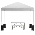 Flash Furniture Harris Canopy Tent & Folding Bench JJ-GZ10PKG103-WH-GG