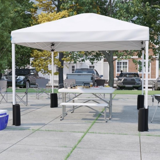 Flash Furniture Harris Canopy Tent & Folding Bench JJ-GZ10PKG103-WH-GG