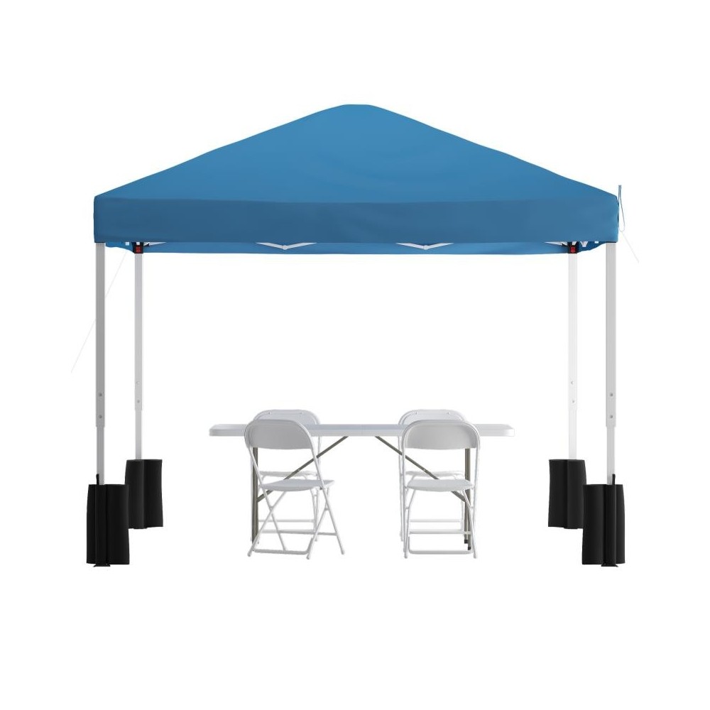 Flash Furniture Harris Canopy Tent,Table & 4 Chair JJ-GZ10PKG183Z-4LEL3-BLWH-GG