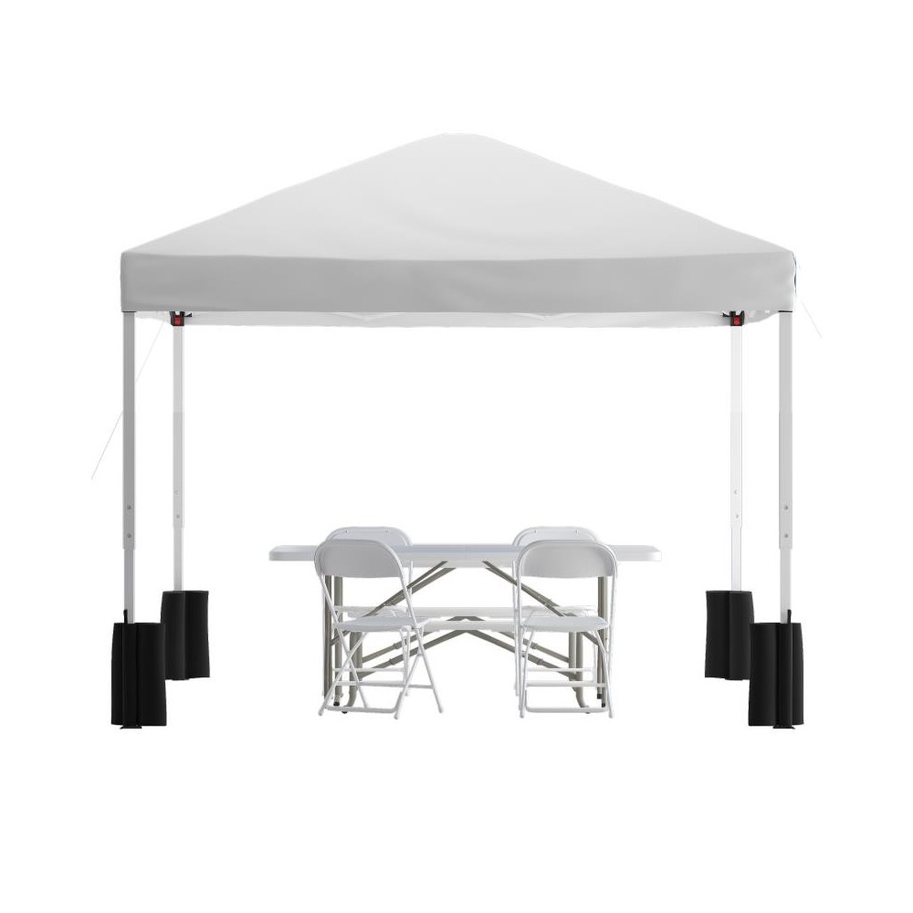 Flash Furniture Harris Canopy Tent,Table & 4 Chair JJ-GZ10PKG183Z-4LEL3-WHWH-GG