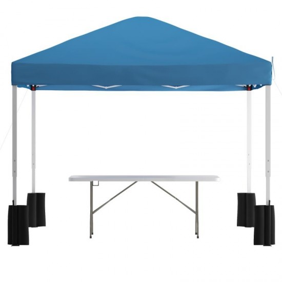 Flash Furniture Harris Blue Canopy & Folding Table JJ-GZ10PKG183Z-BL-GG