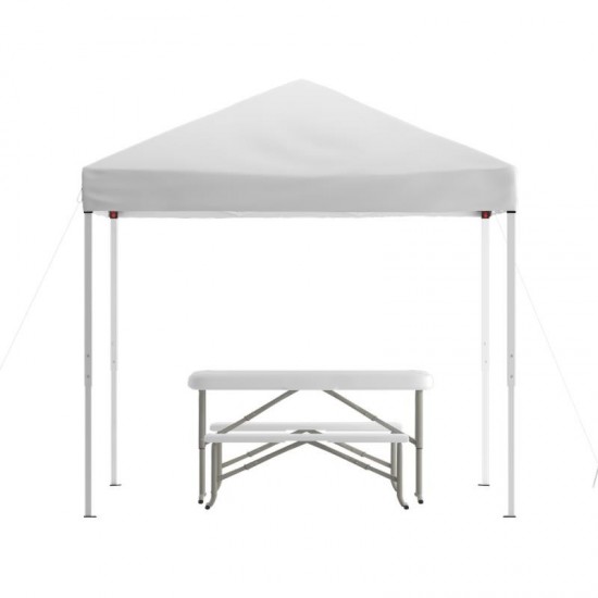 Flash Furniture Kramer Canopy Tent & Folding Bench JJ-GZ88103-WH-GG