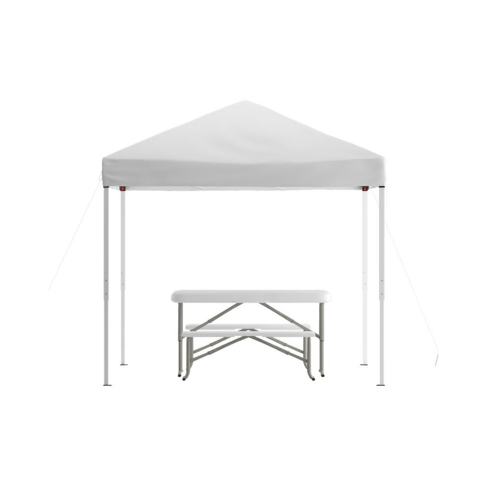 Flash Furniture Kramer Canopy Tent & Folding Bench JJ-GZ88103-WH-GG