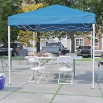 Flash Furniture Otis Canopy Tent,Table & 4 Chair JJ-GZ88183Z-4LEL3-BLWH-GG