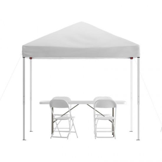 Flash Furniture Otis Canopy Tent,Table & 4 Chair JJ-GZ88183Z-4LEL3-WHWH-GG