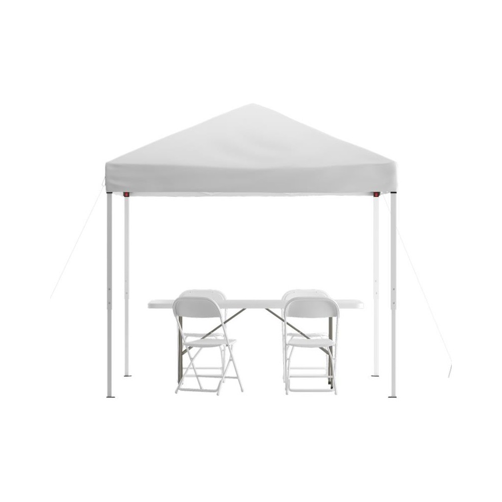 Flash Furniture Otis Canopy Tent,Table & 4 Chair JJ-GZ88183Z-4LEL3-WHWH-GG