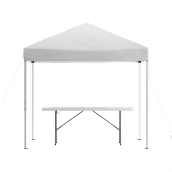 Flash Furniture Otis White Canopy & Folding Table JJ-GZ88183Z-WH-GG