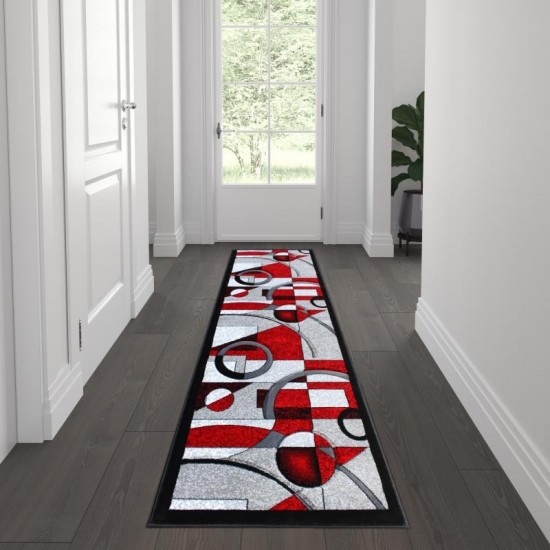 Flash Furniture Elias Collection Red 2x7 Abstract Rug KP-RG950-27-RD-GG