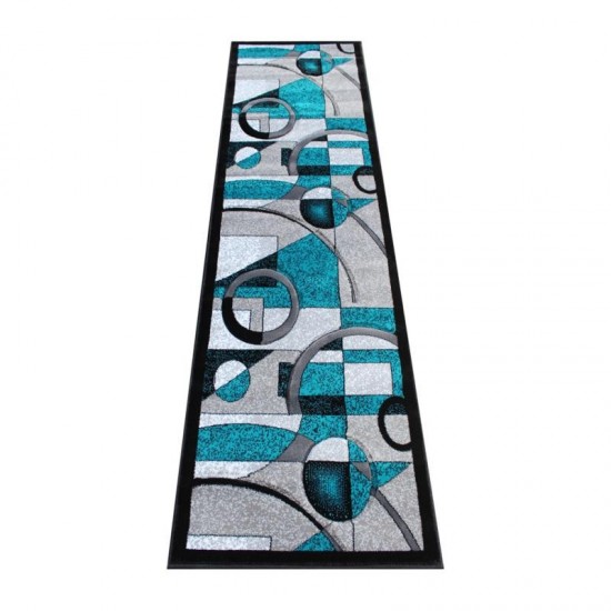 Flash Furniture Elias Collection Turquoise 2x7 Abstract Rug KP-RG950-27-TQ-GG