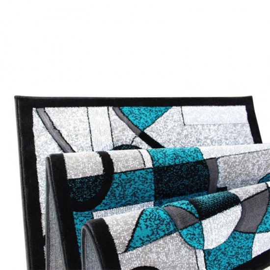 Flash Furniture Elias Collection Turquoise 3x10 Abstract Rug KP-RG950-310-TQ-GG