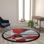 Flash Furniture Elias Collection Red 5x5 Abstract Rug KP-RG950-55-RD-GG