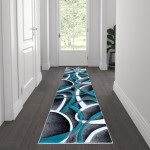 Flash Furniture Atlan Collection 2x7 Turquoise Abstract Rug KP-RG951-27-TQ-GG