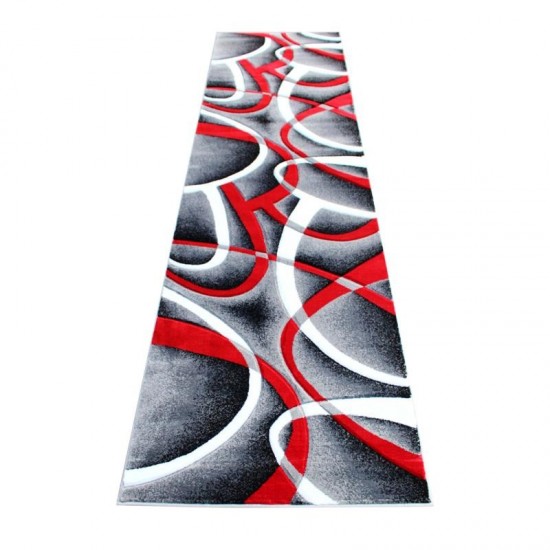 Flash Furniture Atlan Collection 3x10 Red Abstract Rug KP-RG951-310-RD-GG