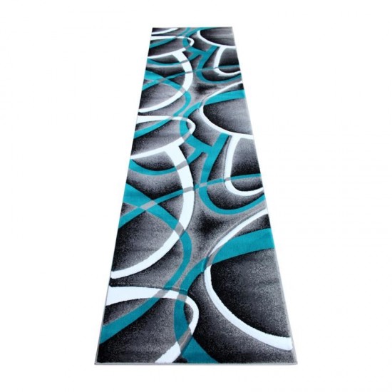 Flash Furniture Atlan Collection 3x10 Turquoise Abstract Rug KP-RG951-310-TQ-GG