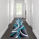 Flash Furniture Atlan Collection 3x10 Turquoise Abstract Rug KP-RG951-310-TQ-GG