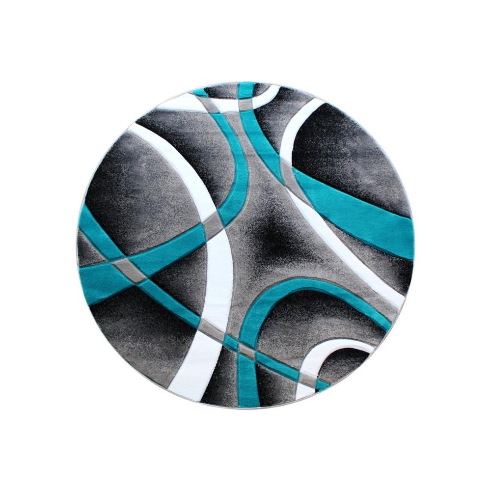 Flash Furniture Atlan Collection 5x5 Turquoise Abstract Rug KP-RG951-55-TQ-GG