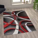 Flash Furniture Atlan Collection 2x7 Red Abstract Rug KP-RG951-57-RD-GG